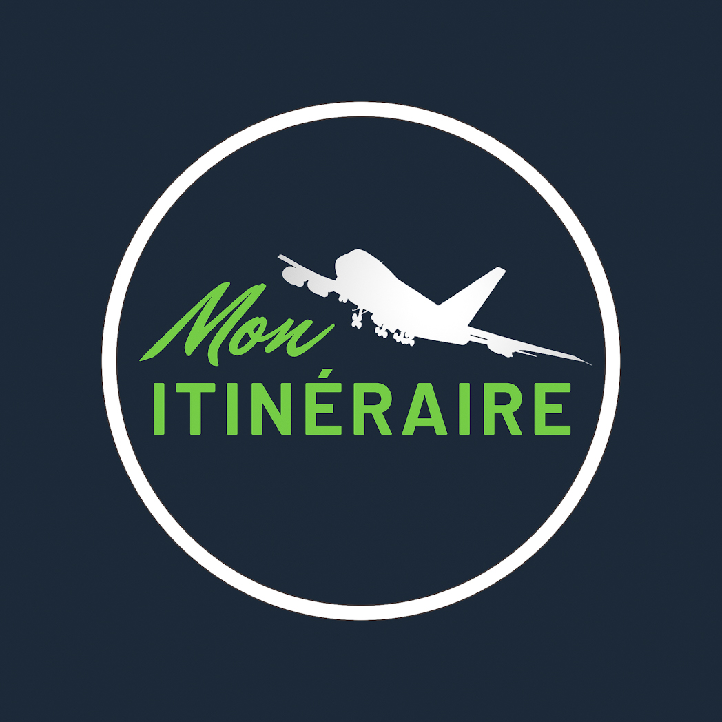 Logo officiel de Mon Itinéraire : avion blanc et nom vert dans un cercle